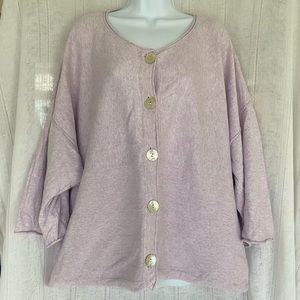 Pure Jill Purple Oversized Cotton & Cashmere Blend Cardigan